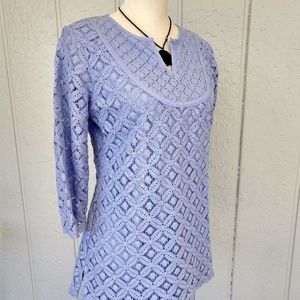 Isaac Mizrahi Live! Pretty Violet Lace Tunic Top